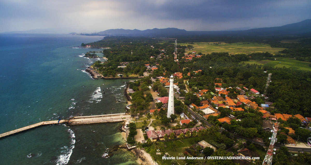 Anyer Lighthouse West Java Indonesia coast coral sunda straits Cikoneng Lighthouse