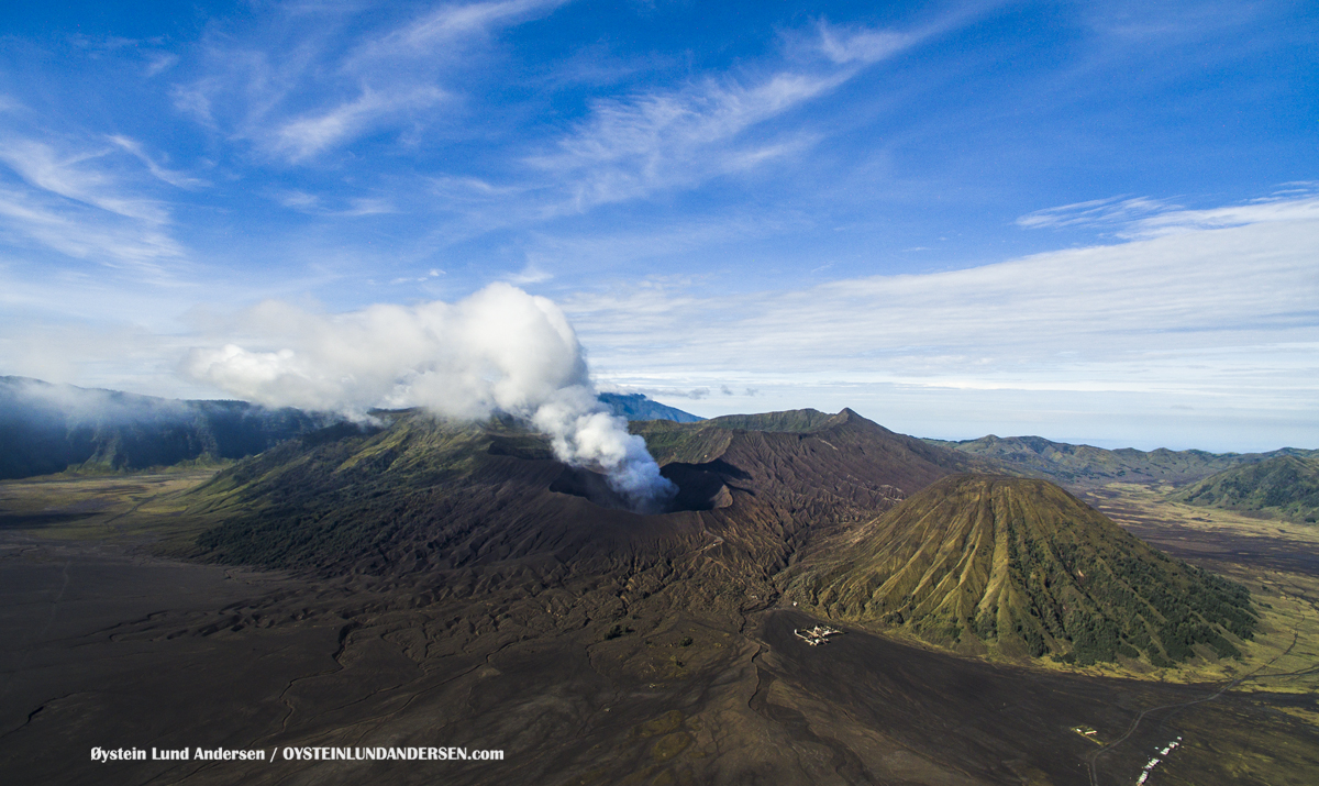 Aerial Drone Bromo Tengger Volcano Indonesia Eruption September-2016