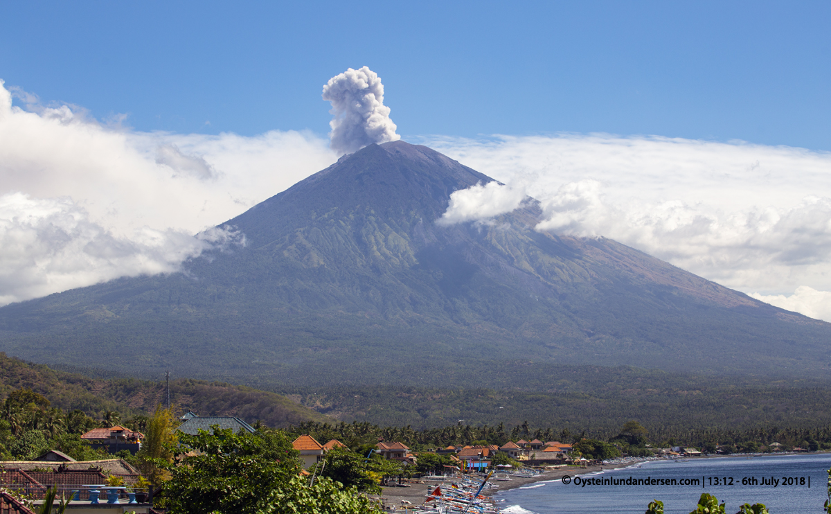 Agung Volcano eruption 2018 July Bali Indonesia Ash Plume Column