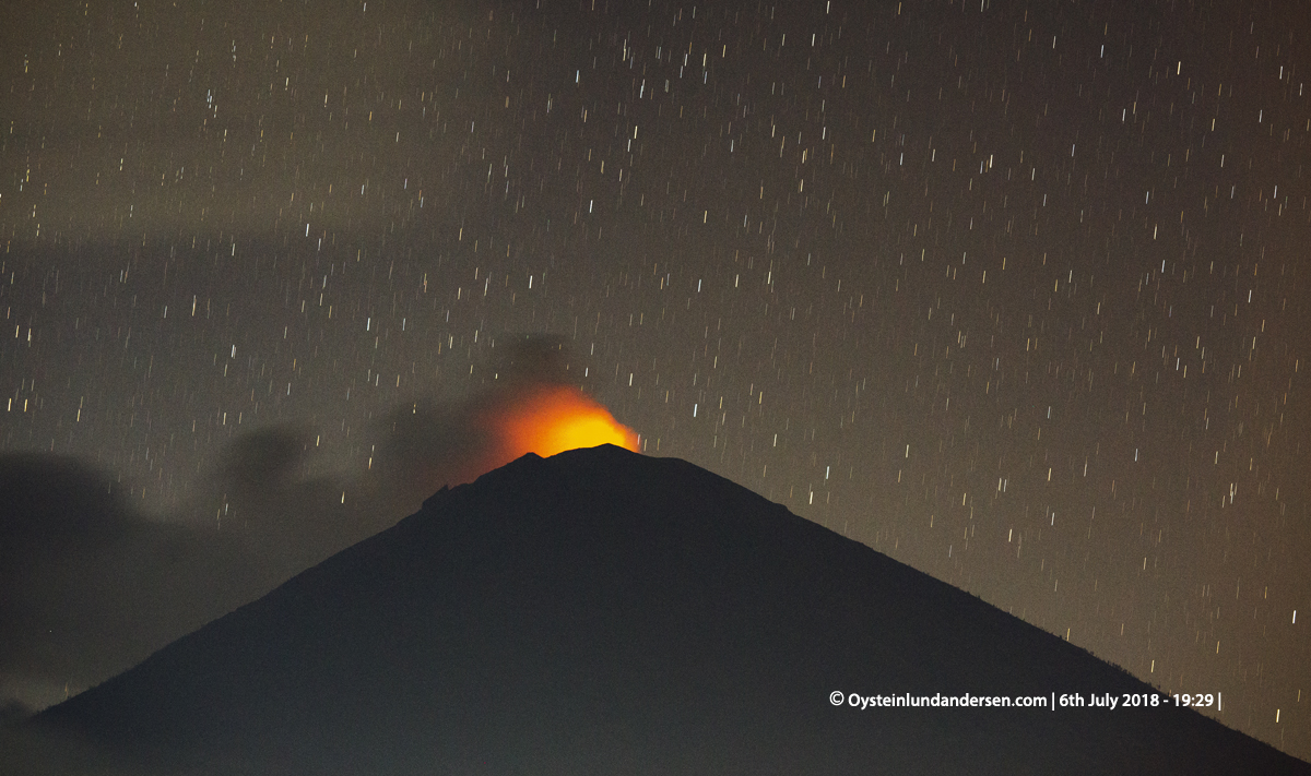 Agung Volcano eruption 2018 July Bali Indonesia Ash Plume Column