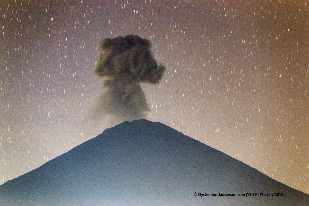 Agung Volcano eruption 2018 July Bali Indonesia Ash Plume Column