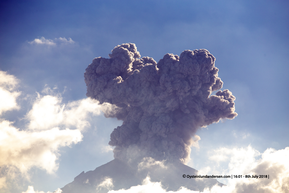 Agung Volcano eruption 2018 July Bali Indonesia Ash Plume Column