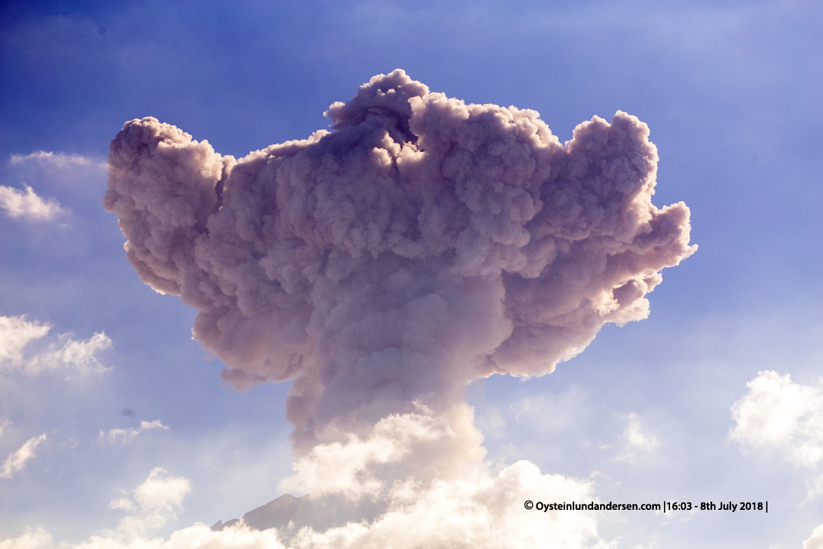 Agung Volcano eruption 2018 July Bali Indonesia Ash Plume Column