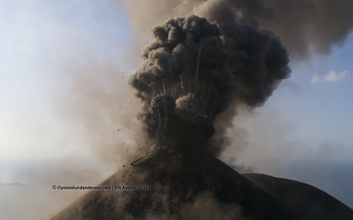 Krakatau volcano Drone Eruption 2018 aerial Krakatau