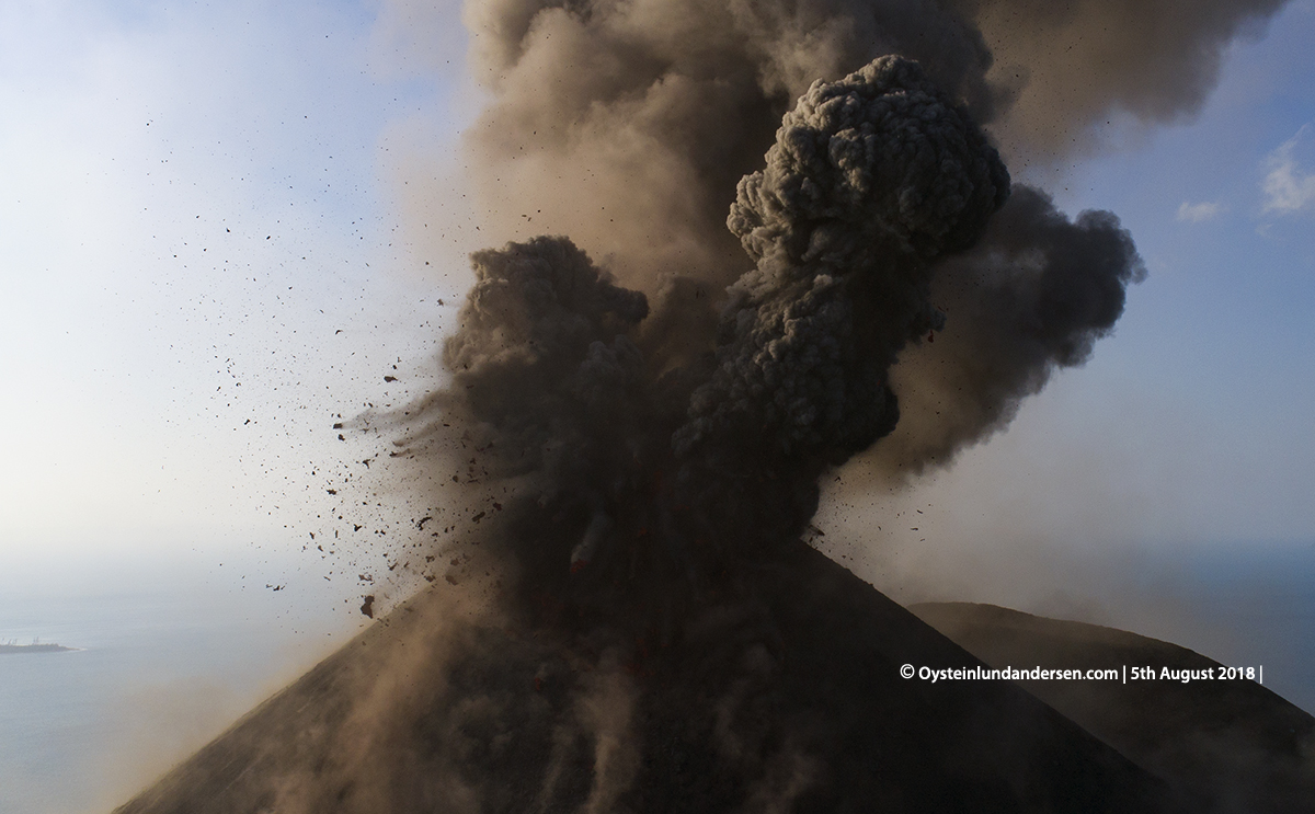 Krakatau volcano Drone Eruption 2018 aerial Krakatau