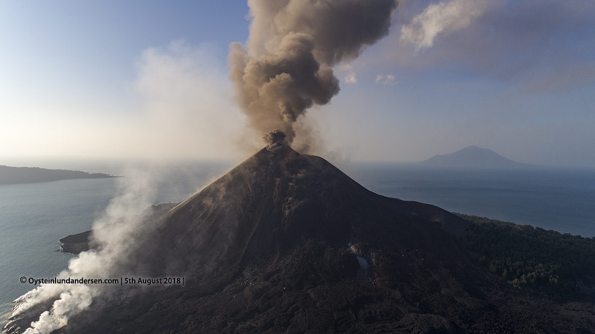 Krakatau volcano Drone Eruption 2018 aerial Krakatau