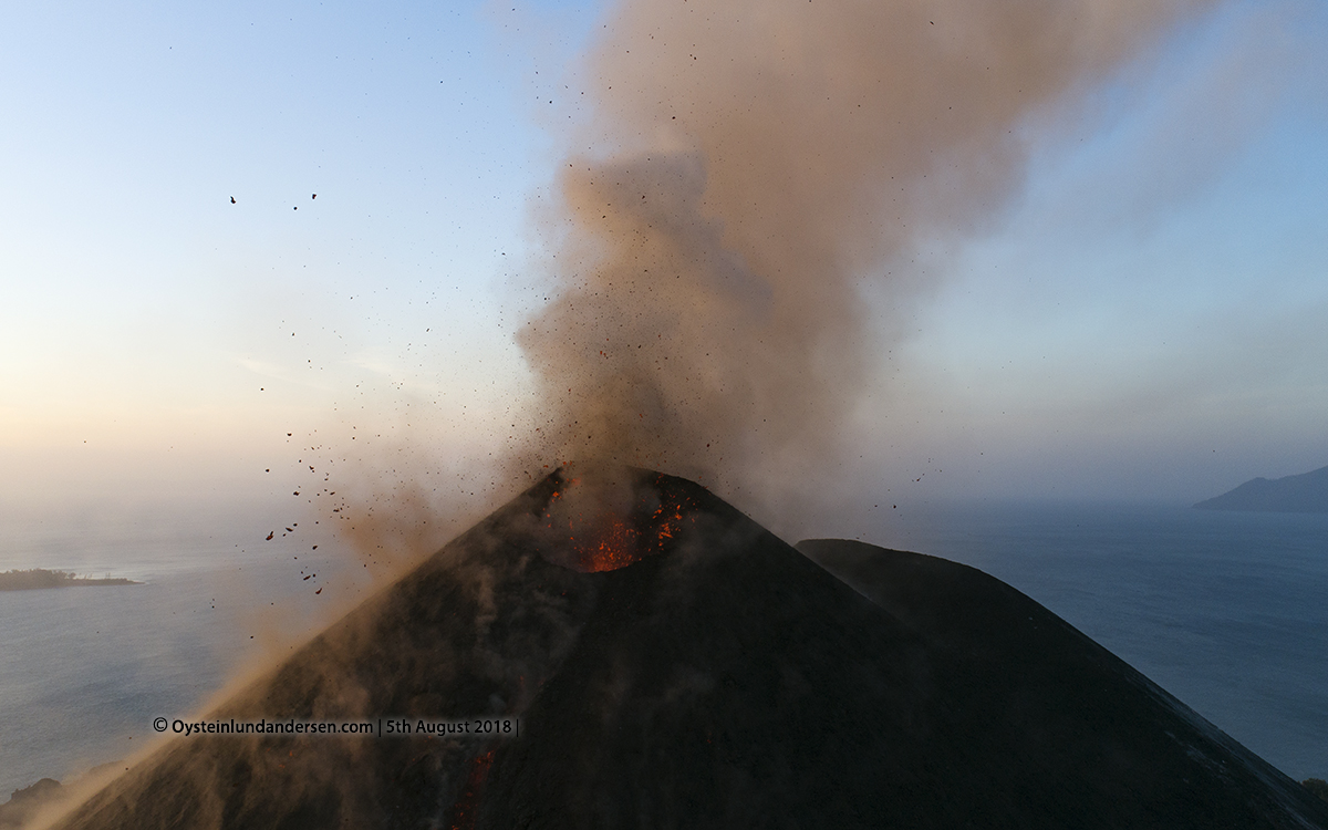 Krakatau volcano Drone Eruption 2018 aerial Krakatau