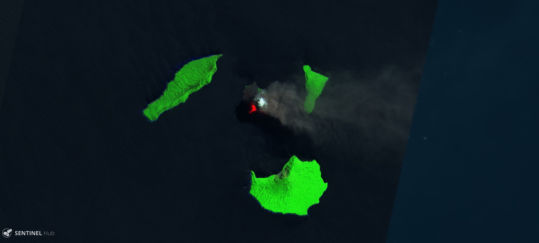 Krakatau Krakatoa Sentinel image august 2018 Indonesia volcano