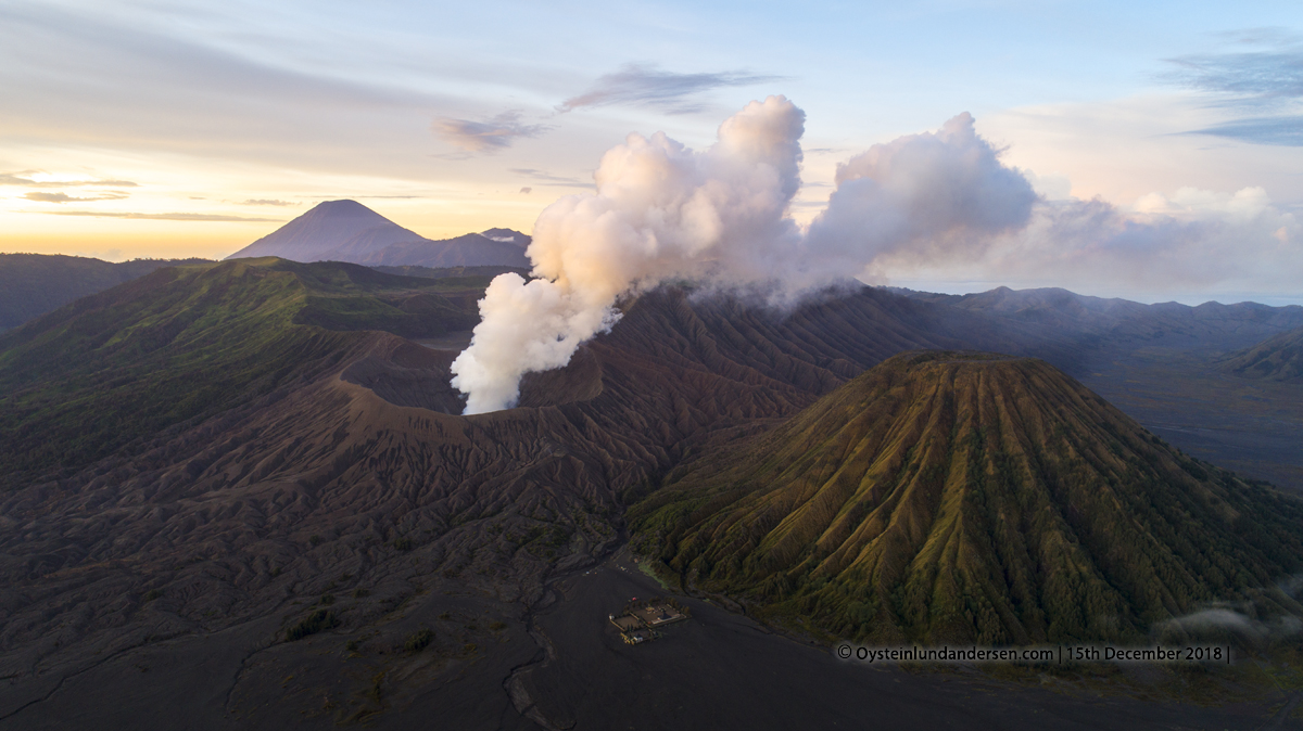 Bromo aerial crater volcano tengger 2018