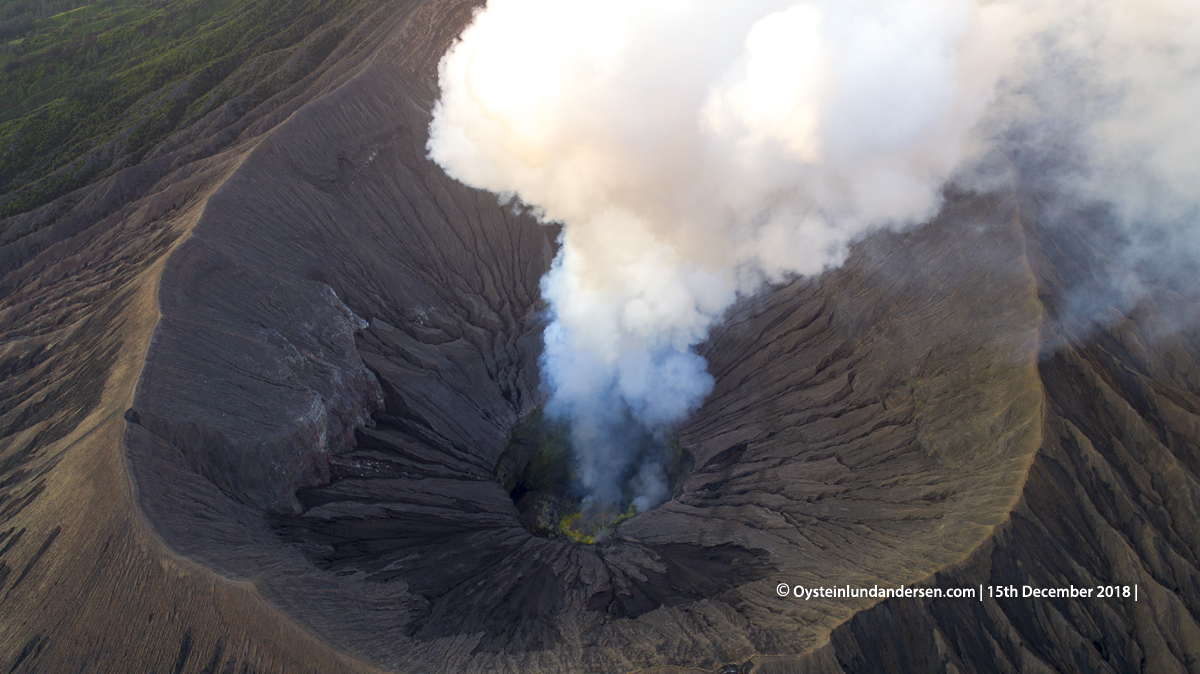 Bromo aerial crater volcano tengger 2018