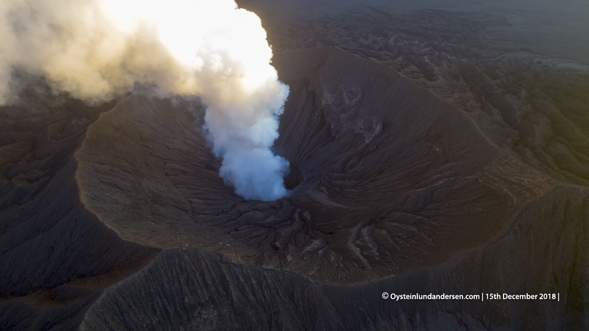 Bromo aerial crater volcano tengger 2018