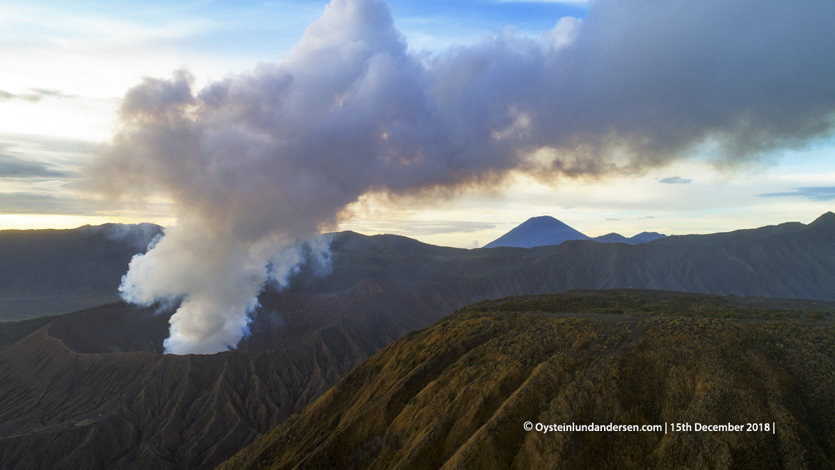 Bromo aerial crater volcano tengger 2018