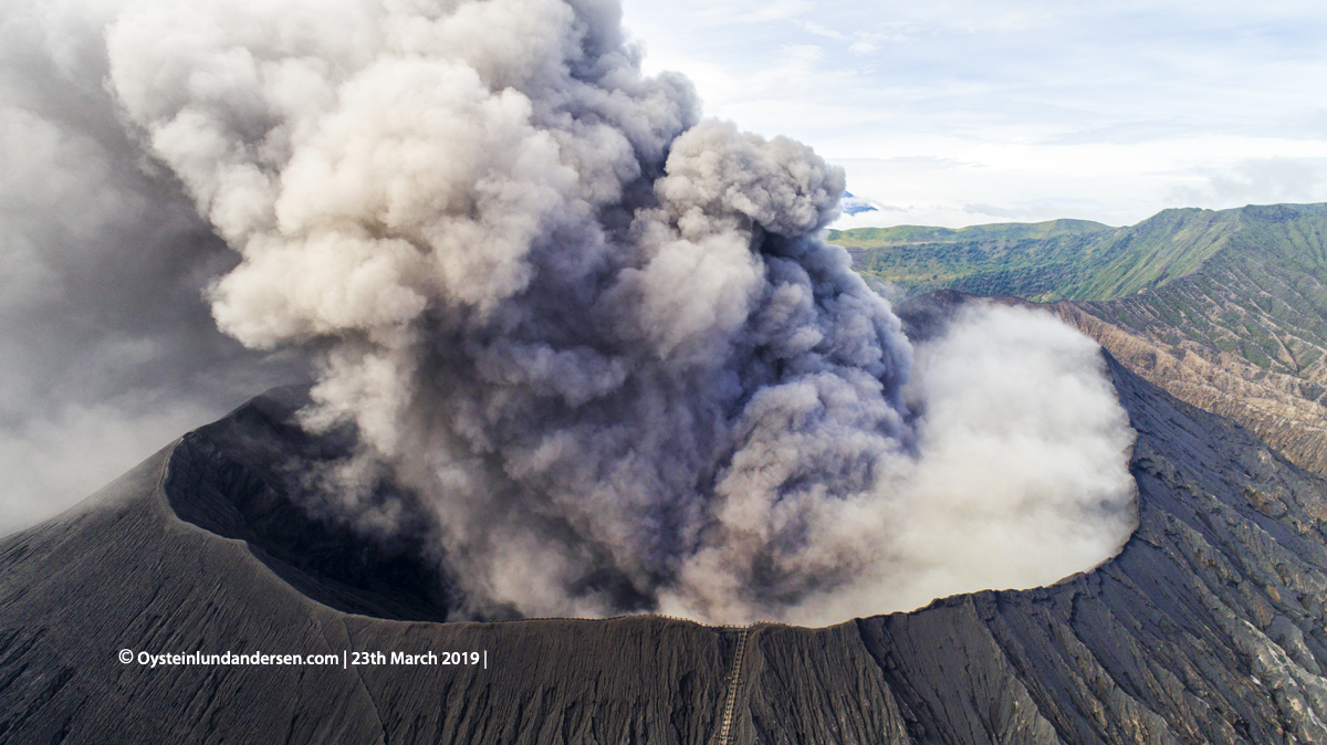 Bromo eruption march 2019 tengger drone