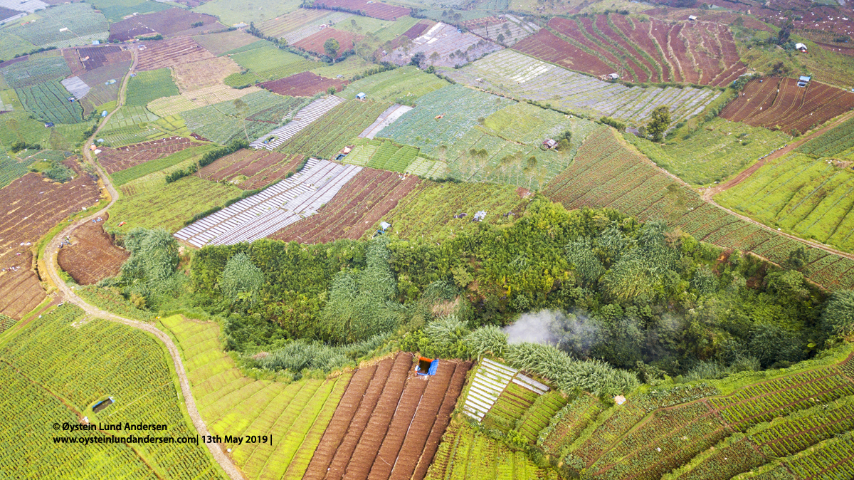 Timbang crater Batur Depression Dieng Aerial 2019