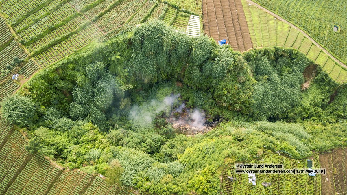 Timbang crater Batur Depression Dieng Aerial 2019