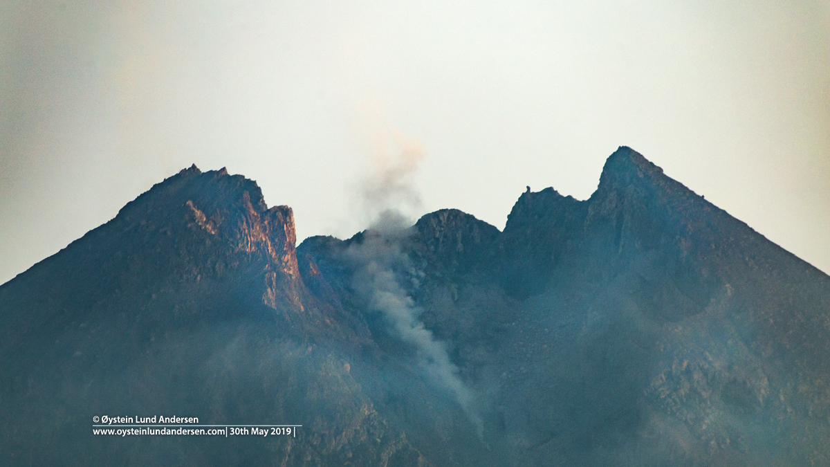 Merapi rockfall lava dome drone 2019 aerial Indonesia