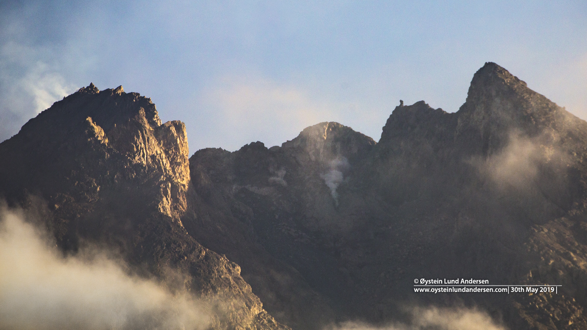 Merapi rockfall lava dome drone 2019 aerial Indonesia
