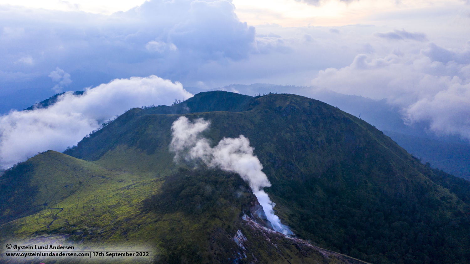 Guntur volcano Indonesia 2022 aerial