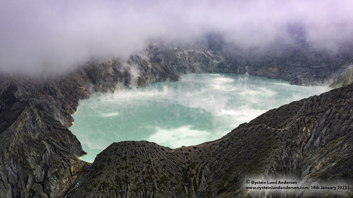 Ijen, volcano, lake, aerial, 2023