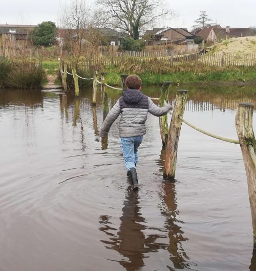 individuele coaching in de natuur , stappen door het water