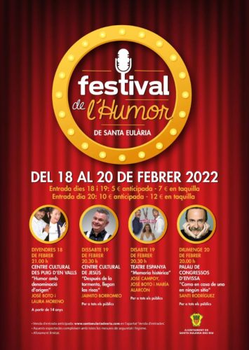 El Ayuntamiento organiza su primer Festival del Humor que llegará a los auditorios de Santa Eulària, Jesús y es Puig d’en Valls