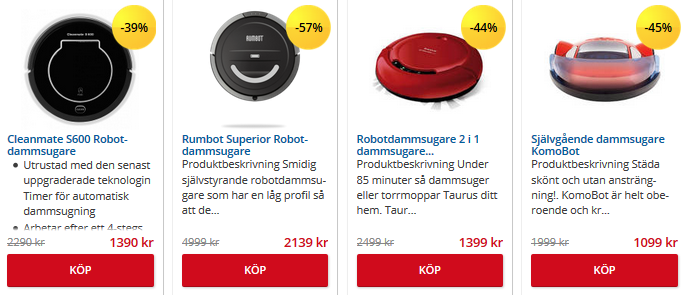 nedsatt pris robotdammsugare