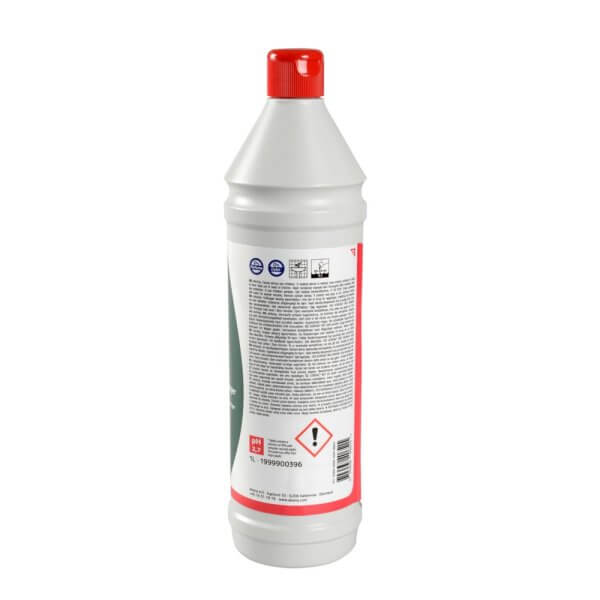 Sanitetsrengøring - Abena Puri-Line - sur/kalkhæmmende - uden farve og parfume - 1 liter - bagsideinformation