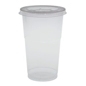 Drikkelåg med kryds på Ø 95 mm i RPET sat på drikkeglas