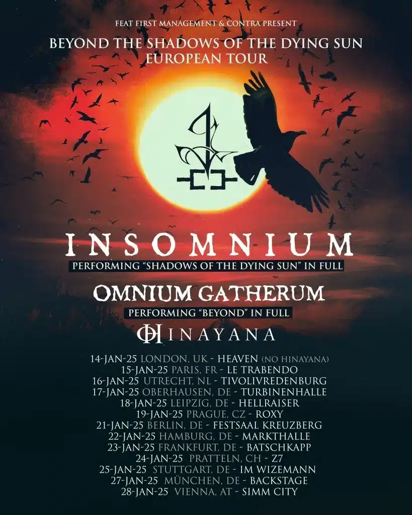 INSOMNIUM: Tour 2025 mit OMNIUM GATHERUM und HINAYANA