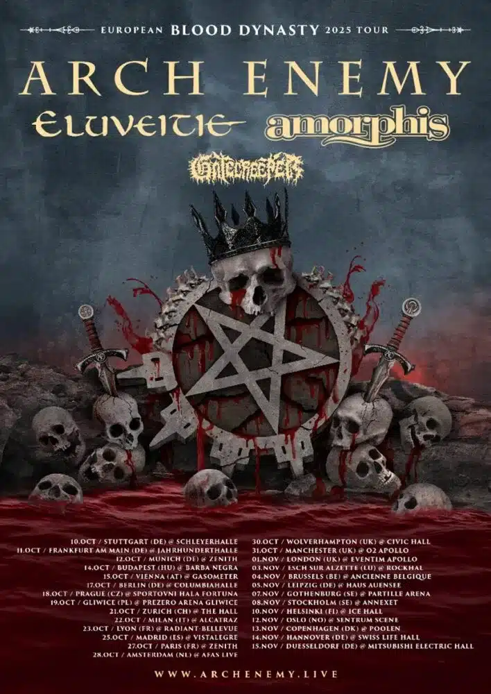 10.10.2025
Stuttgart
Deutschland
Schleyerhalle
11.10.2025
Frankfurt am Main
Deutschland
Jahrhunderthalle
12.10.2025
München
Deutschland
Zenith
14.10.2025
Budapest
Ungarn
Barba Negra
15.10.2025
Wien
Österreich
Gasometer
17.10.2025
Berlin
Deutschland
Columbiahalle
18.10.2025
Prag
Tschechien
Sportovní Hala Fortuna
19.10.2025
Gliwice
Polen
PreZero Arena
21.10.2025
Amsterdam
Niederlande
AFAS Live
23.10.2025
Paris
Frankreich
Zenith Paris-La Villette
24.10.2025
Zürich
Schweiz
Samsung Hall
26.10.2025
Antwerpen
Belgien
Lotto Arena
28.10.2025
Amsterdam
Niederlande
AFAS Live
30.10.2025
Wolverhampton
Vereinigtes Königreich
Civic Hall
31.10.2025
Manchester
Vereinigtes Königreich
O2 Apollo
01.11.2025
London
Vereinigtes Königreich
Eventim Apollo
03.11.2025
Esch-sur-Alzette
Luxemburg
Rockhal
04.11.2025
Brüssel
Belgien
Ancienne Belgique
05.11.2025
Leipzig
Deutschland
Haus Auensee
07.11.2025
Göteborg
Schweden
Partille Arena
08.11.2025
Stockholm
Schweden
Annexet
10.11.2025
Helsinki
Finnland
Ice Hall
12.11.2025
Oslo
Norwegen
Sentrum Scene
13.11.2025
Kopenhagen
Dänemark
Poolen
14.11.2025
Hannover
Deutschland
Swiss Life Hall
15.11.2025
Düsseldorf
Deutschland
Mitsubishi Electric Halle