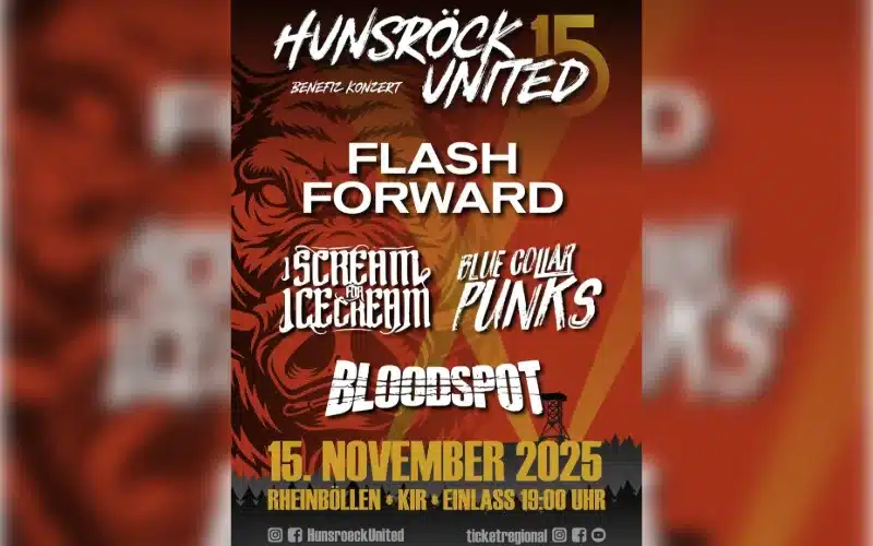 15 Jahre Hunsröck United: Benefiz-Rockkonzert feiert Jubiläum mit FLASH FORWARD