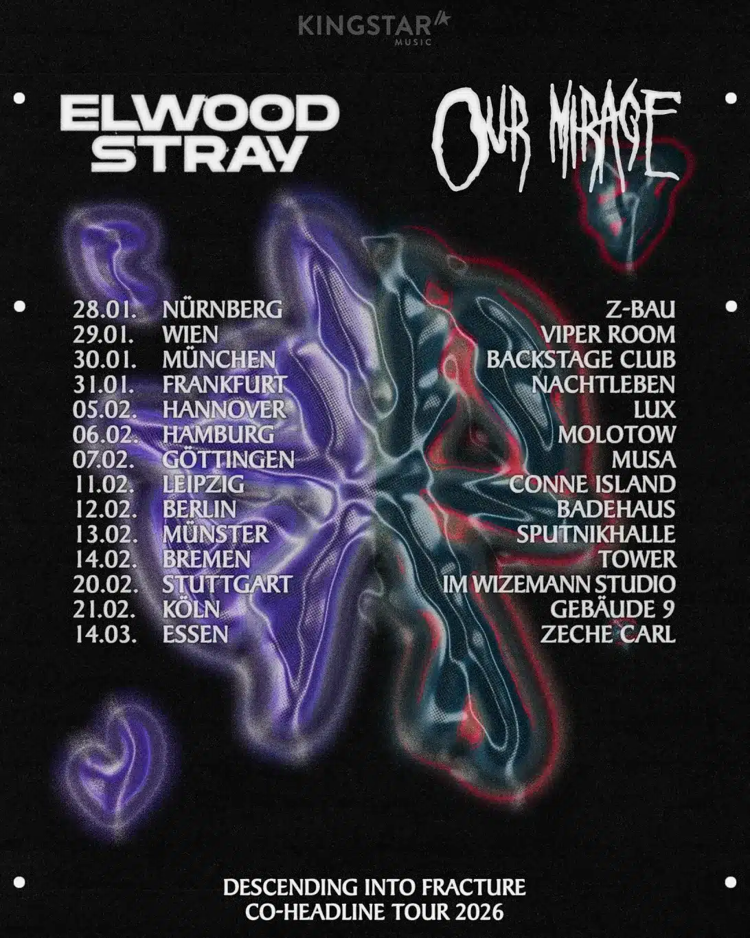 ELWOOD STRAY & OUR MIRAGE: Co-Headline-Tour 2026 bringt Post-Hardcore mit Haltung auf die Bühne
