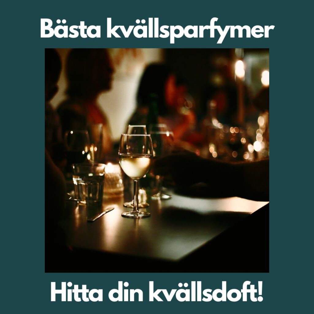 En utekväll i en restaurang med dricka, ljus, mat och gott sällskap där alla använder kvällsparfymer för att dofta gott och perfekt för tillfället.