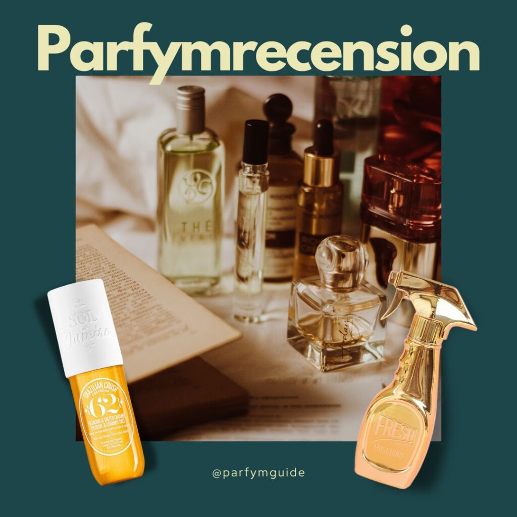 Parfymguide.se parfymrecensioner med en bild på flera parfymer och ett anteckningsblock för att skriva ner recensioner Parfymguide.se parfymrecensioner med en bild på flera parfymer och ett anteckningsblock för att skriva ner recensioner.