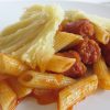 Penne rigate alla xistorra e i fiori di Tête de Moine