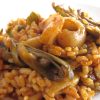 Arroz con sepia, alcachofa y pimiento rojo