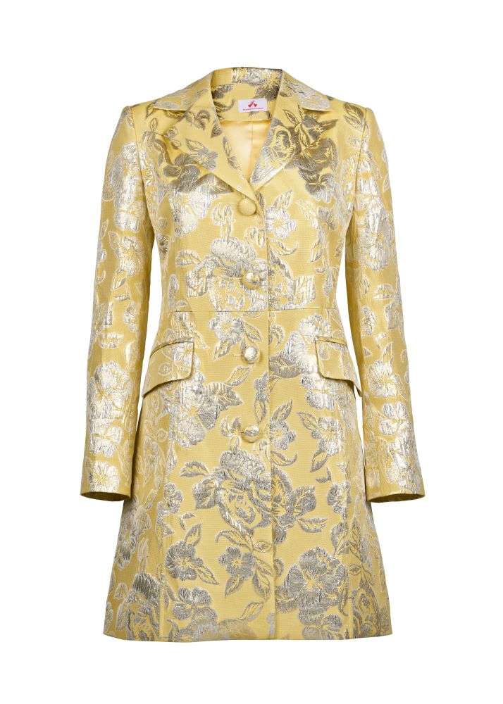 Floral yellow elegant coat Lidia one of a kind- PassionForColors