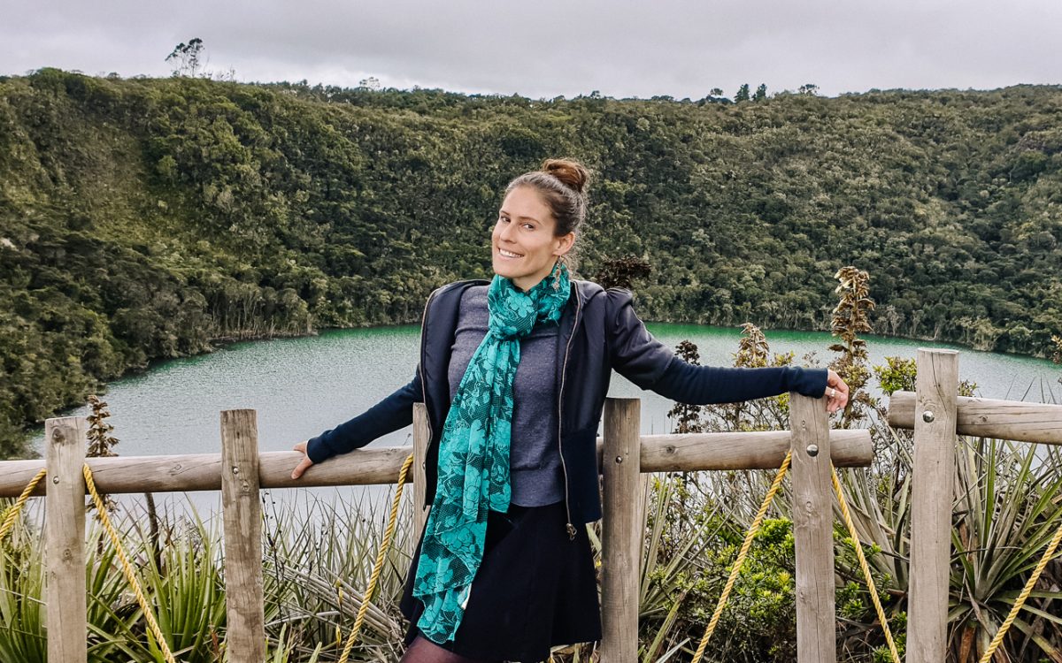 Deborah at Guatavita lake - best things to do in Bogota surroundings 