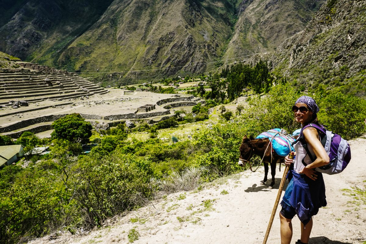 Deborah hiking the Inca trail in Peru 