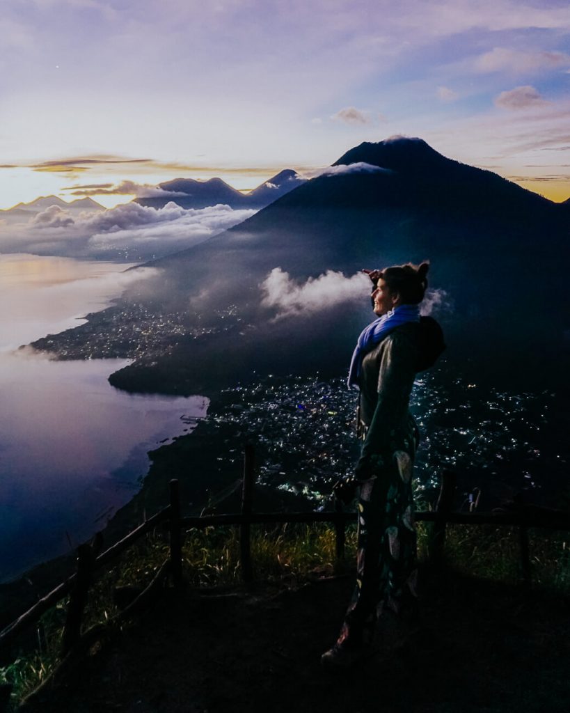 sunrise from Indian Nose viewpoint, one of the best things to do at Lake Atitlan 