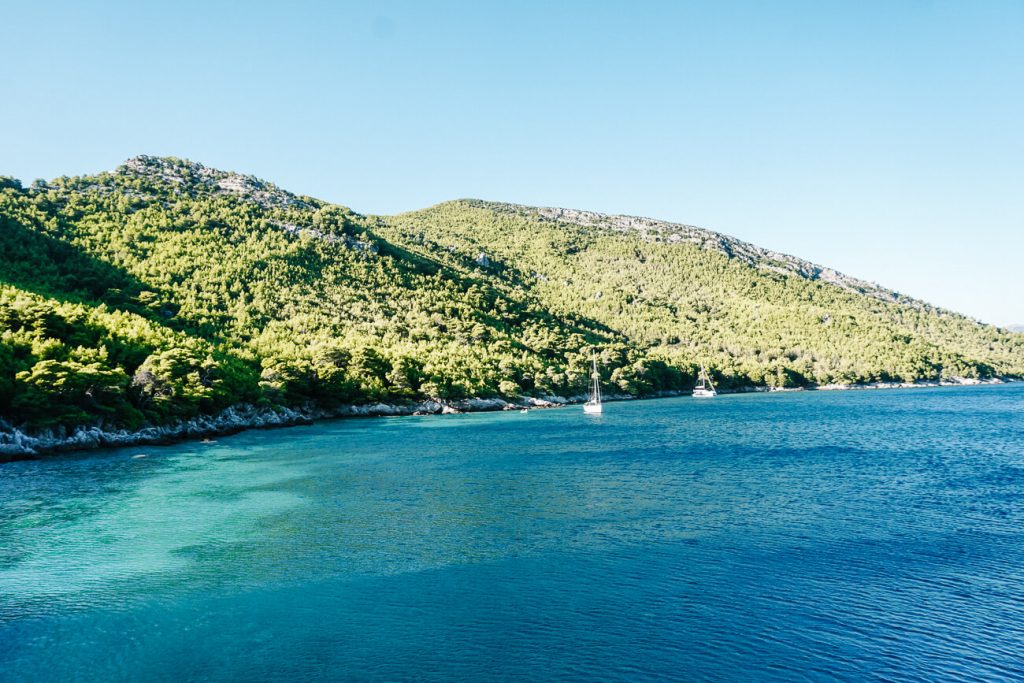 swimstop during Sail Croatia cruise at lopud island along the Dalmatian coast of Croatia