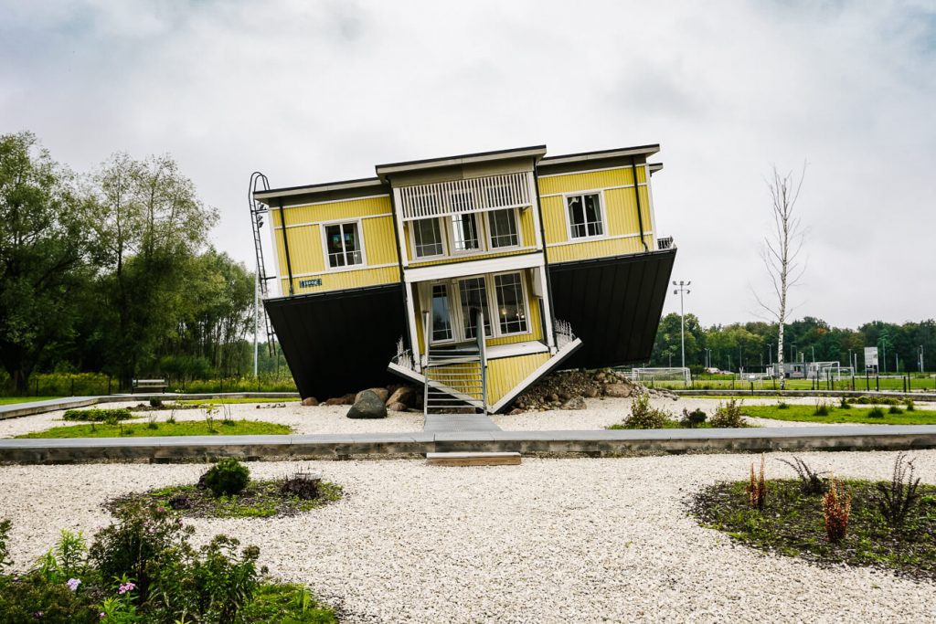 the entrance of the upside down House, one of the best things to do in Tartu if you want to take instagram pictures