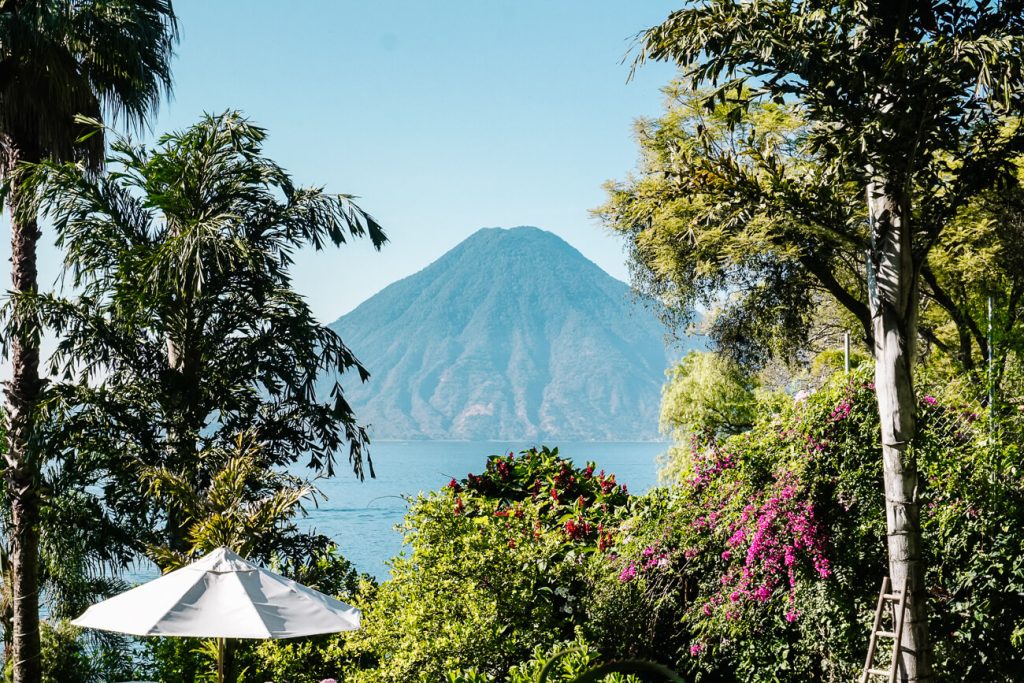 view of volcano a Lake Atitlan Guatemala