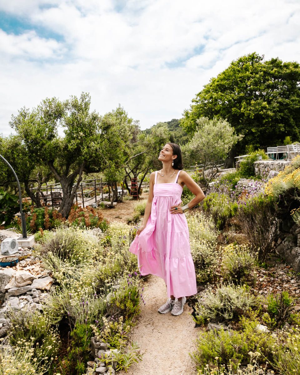 Deborah in aromatic island garden of Losinj