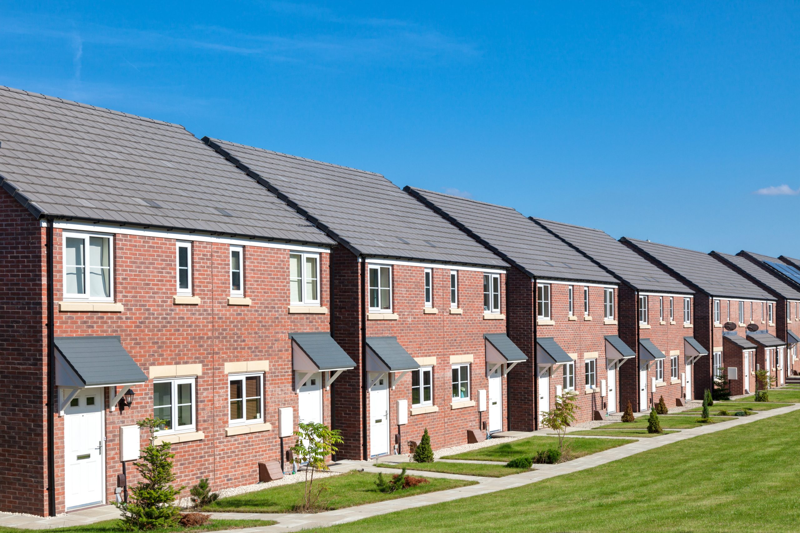 A row of new houses with accessible entrances