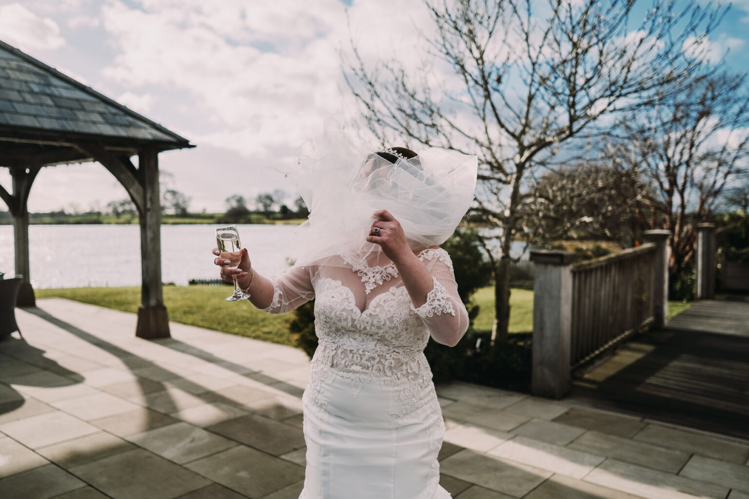 windy wedding veil