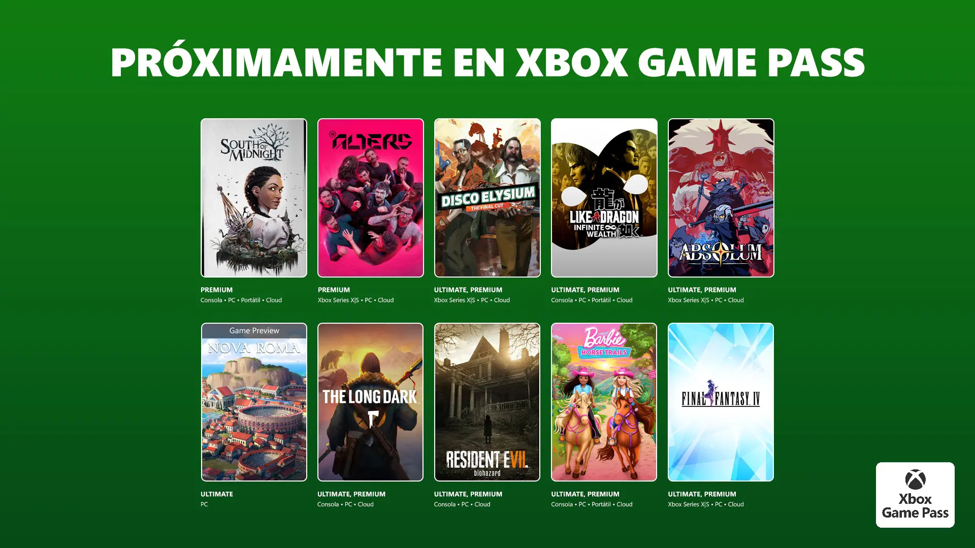 Xbox Game Pass de marzo 2026