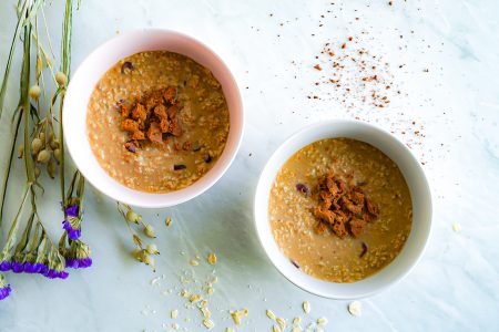 Foto van de overnight oats met koffie van Peanuts & Nutmeg.