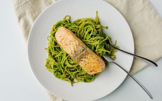 Foto van de spaghetti met zalm van Peanuts & Nutmeg