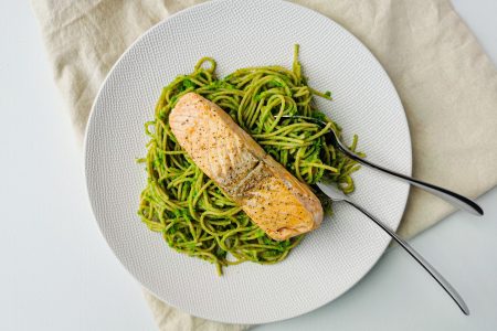 Foto van de spaghetti met zalm van Peanuts & Nutmeg